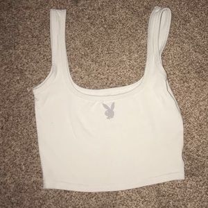 Cream playboy bunny cropped top